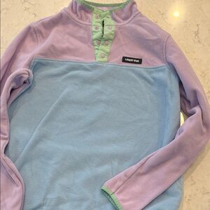 Lands' End Lavender and Sky Fleece Top